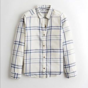 Hollister white plaid flannel shirt